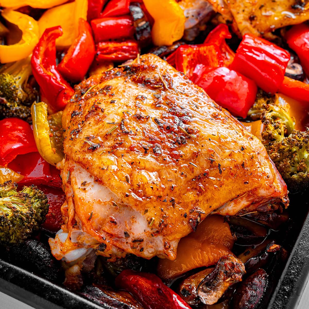 Ultimate 30 Minute Chicken Thighs with Vegetables (Skillet Dinner)